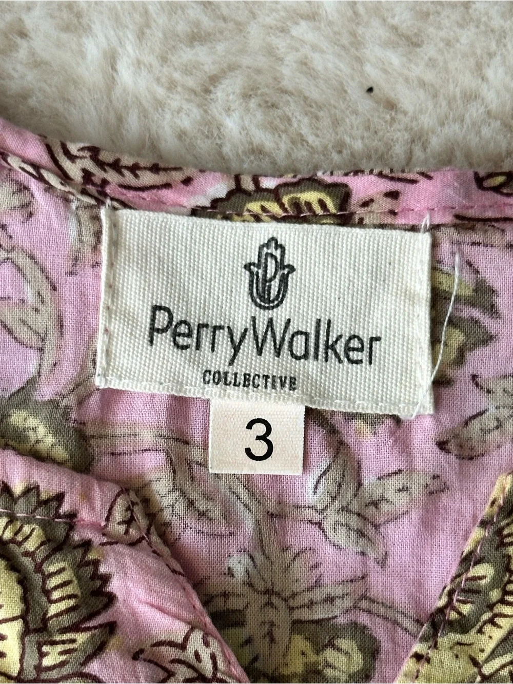 Perry Walker Collective Pink Floral Smocked Mini Dress 100% Cotton 3 Med - Picture 5 of 11